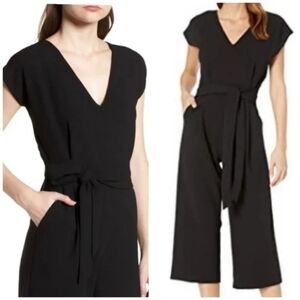 {Bishop + Young} Anthropology Chic Black V-Neck Jumpsuit